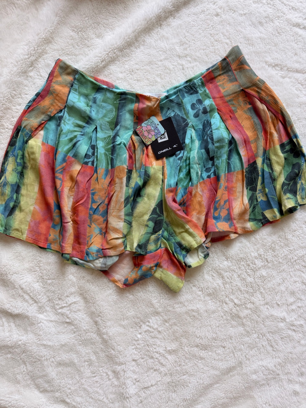 O'Neill Colorblock Tropical Print Shorts - Green, Coral, Teal, Yellow